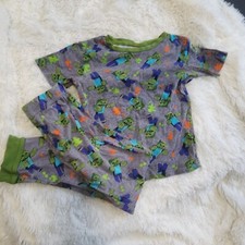 Minecraft stretchy grey green pajama set short sleeve long pants boy's size 10