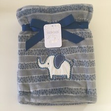 NEW Lightweight Baby Blanket Blue Elephant Theme  Duck Duck Goose