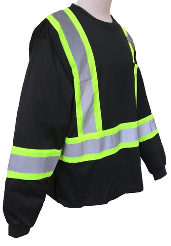 01-02-MEDIUM HIGH VISIBILITY BLACK/LIME LONG SLEVEE - Picture 2 of 10