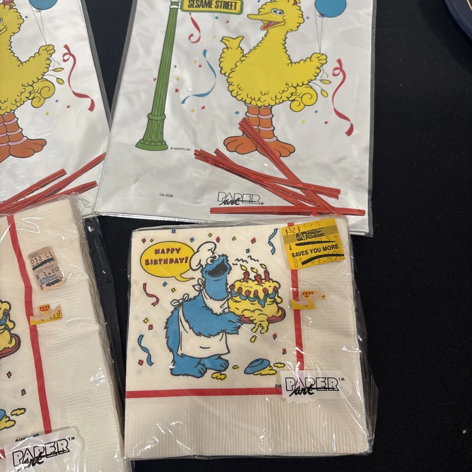 De Colección Fiesta Calle Sésamo 2 Bolsas de Botín 2 Servilletas de Fiesta Big Bird Galleta Monstruo Foto 4 de 4