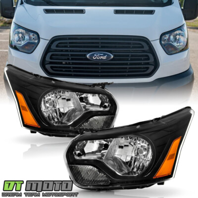 2015-2023 Ford Transit 150 250 350 Halogen Black Headlights Headlamps Left+Right