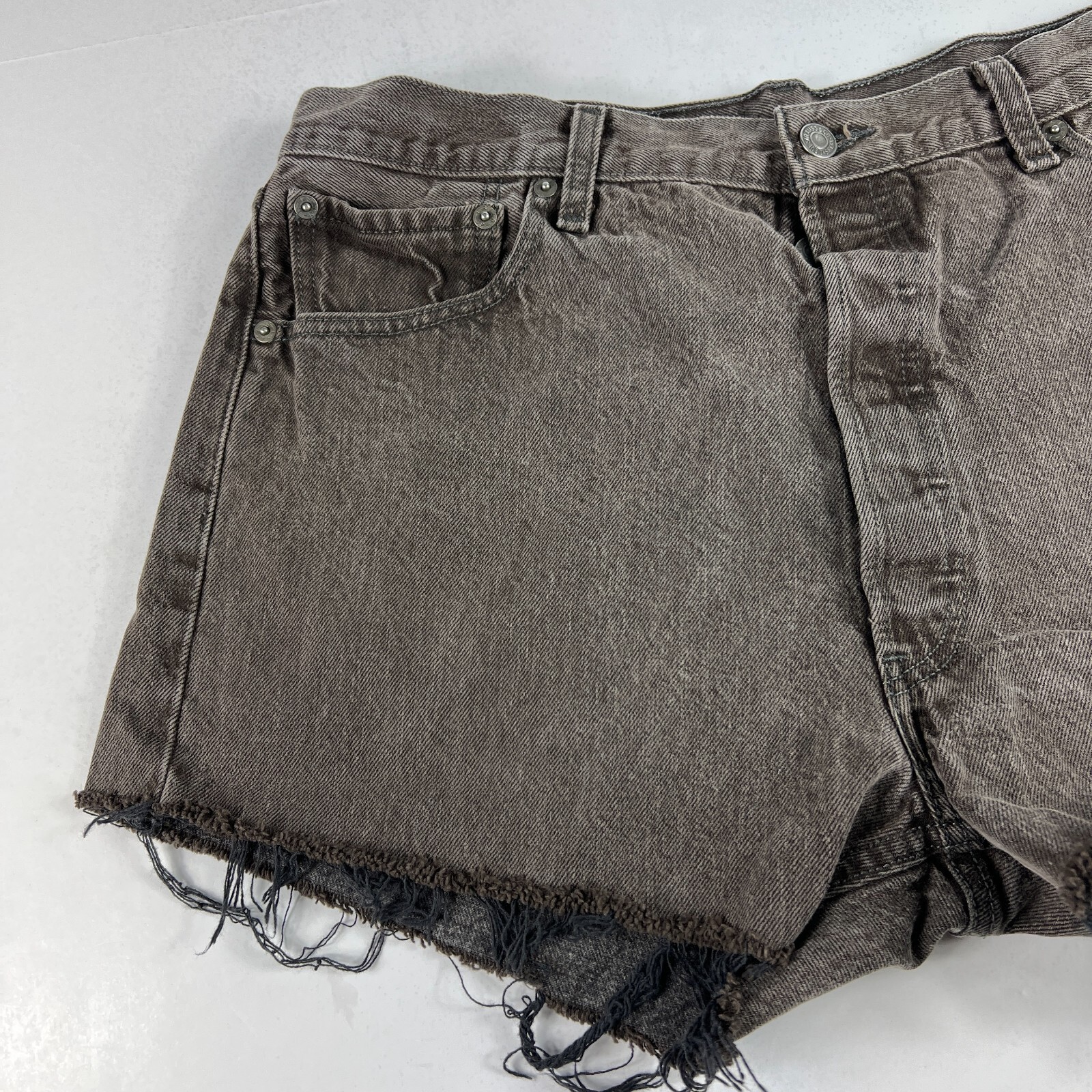 Levi's Jean Shorts Men's 35* 501 Straight Dark Brown Cut Off Denim Jorts Tag 38