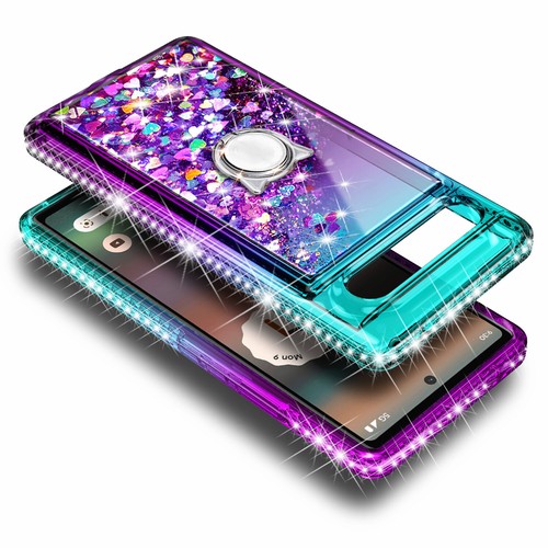 For Google Pixel 6a Case Glitter Ring Phone Cover w/ Screen Protector & Lanyard - 第 12/26 張圖片