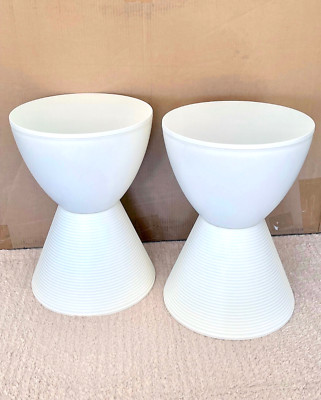 SET 2 MODWAY HASTE CONTEMPORARY MODERN HOURGLASS PLASTIC STOOL ACCENT SIDE TABLE