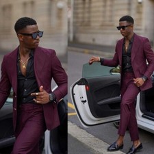 Business Suit Men Regular Fit Peak Lapel Formal Wedding Business Casual 2 Pcs