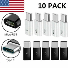 10 PACK Micro USB to USB 3.1 Type-C Data Adapter Converter For Samsung LG Google