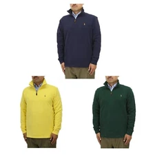 Polo Ralph Lauren Solid Long Sleeve 1/4 Zip Sweat Sweater with Pony - 3 colors