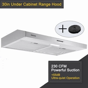 SNDOAS Under Hotte de portée Cabinet 30 Acier inoxydable de pouce 230CFM Évent de la poêle avec/LED