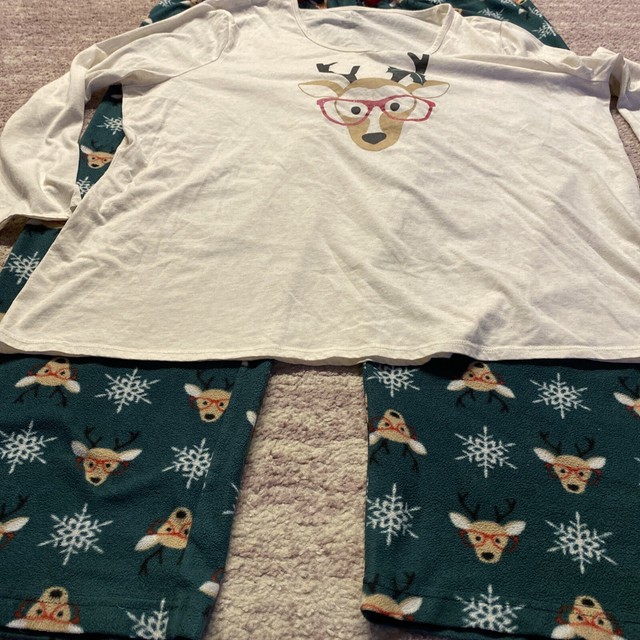 Toast & Jammies Women's White Blue Winter Snow Christmas Size M Pajama