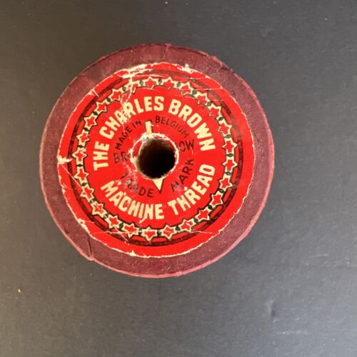Antique Linen Thread EMPTY Wooden Spool Charles Brown Machine № 30 Red - Picture 2 of 5