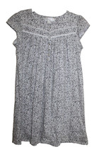 Eileen West Gray White Floral Size Small Cottage Core Cotton Short Nightgown