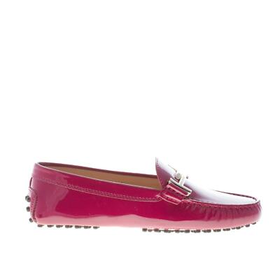 TOD'S damen schuhe Bordeaux lackleder gommini mokassins mit double T