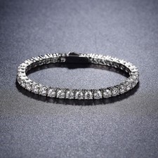 925 Silver 3-4mm Tennis Bracelet MOISSANITE VVS D GRA Certified Mens Ladies Iced