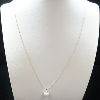 Sterling Silver White Orb Pendant Necklace 16.0'' #FMC133