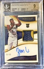 2019-20 Panini Immaculate 136 Zion Williamson Rookie Patch Auto 88/99 BGS 9 Mint