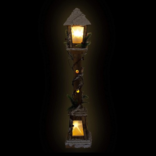 85cm Snow Topped Wooden Lamppost-Battery Powered-71200 - Picture 4 of 7