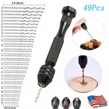 49Pcs Precision Pin Vise Hobby Micro Hand Twist Drill Bits Mini Rotary Tools