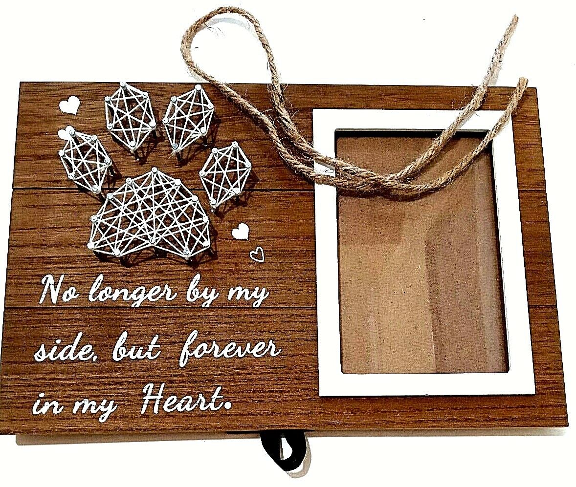Pet Loss Memorial Plaque String Art Paw Print With Photo Frame Hang/Free Stand