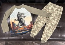 Wonder Nation 2 Piece T-Rex Pajama Set Boy  s Size Small 6-7 