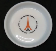 OPALEX Vintage Milk Glass Ashtray Hotel Brochant, Suffren, Berthier La Tour
