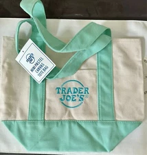 Trader Joe's Reusable Mini Canvas Tote Bag In Green 2025 NWT