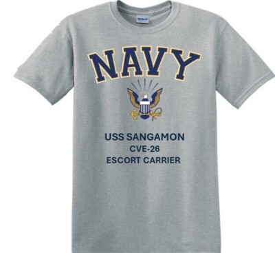 USS SANGAMON CVE-26*E. CARRIER*NAVY EAGLE*SHIRT. OFFICIALLY LICENSED