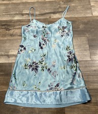 Secret Treasures Silky Chemise Nightgown size Small Blue Leaves