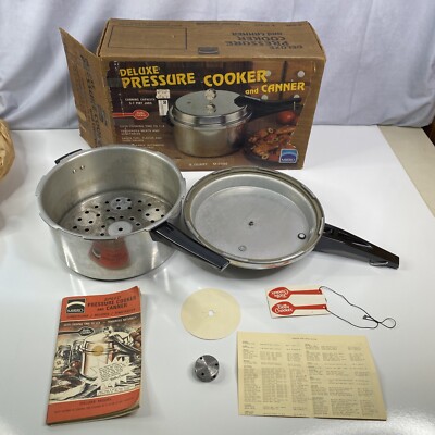 Mirro Deluxe Pressure Cooker Canner Quarts (7 Pint Jars) Box Manual  MADE USA