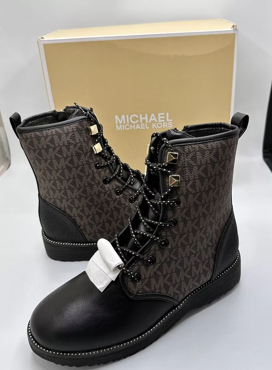 Michael Kors Black and brown boots with monogram girls 4 size NEW