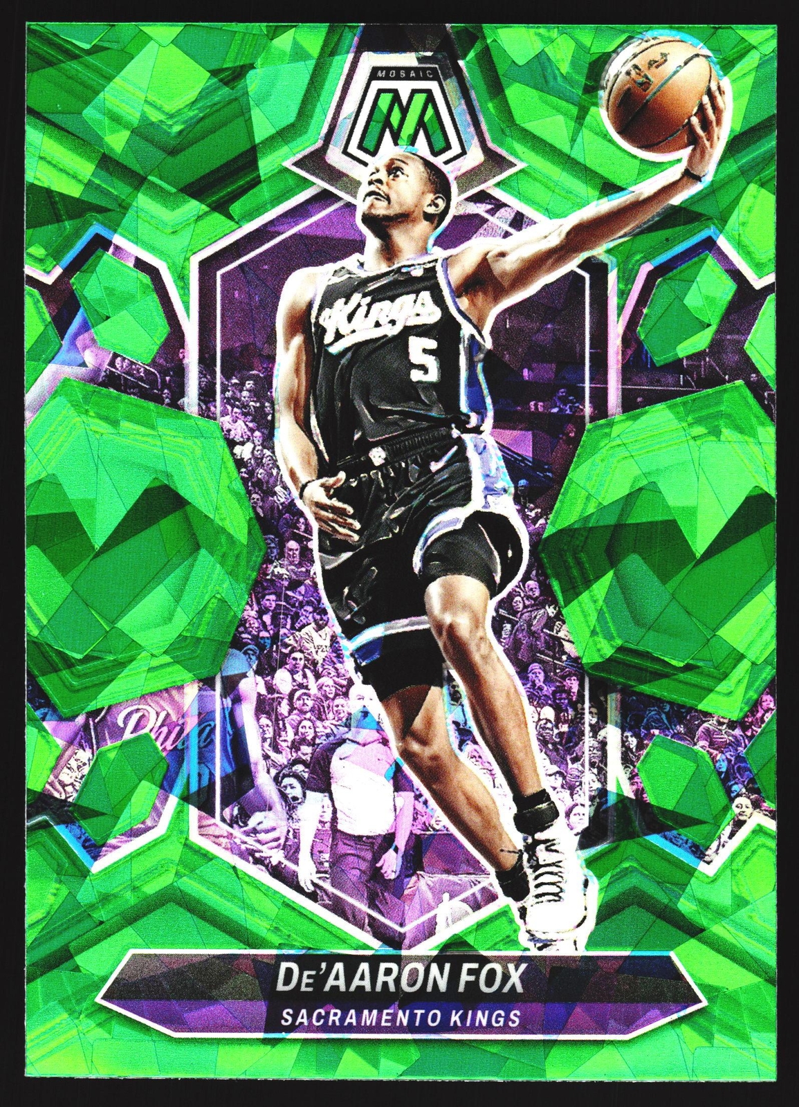 2023-24 Panini Mosaic De'Aaron Fox Green Ice Kings NBA Card 163