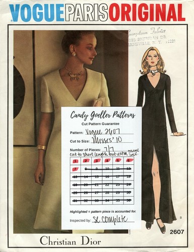 Vestido Vogue 2607 CHRISTIAN DIOR Corte Alto Línea A con Costuras Curvas Talla 10 COMPLETO - Imagen 2 de 5