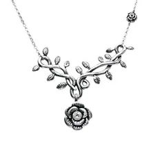 Rose Vine with White CZ Necklace By Controse