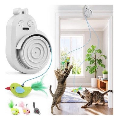 Interactive Cat Toys Stick-on Hanging Electric Kitty Toys with 2 Birds & 1 Mouse