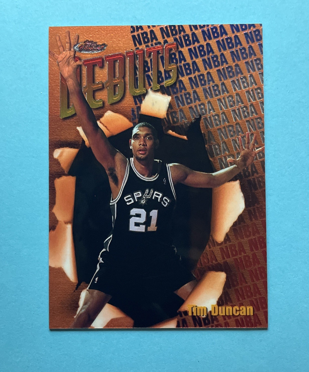 1997-98 Topps Finest #101 Tim Duncan Debuts NO Coating Rookie RC