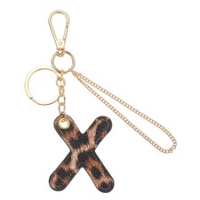 Initial Letter Keychain Letter X - Leopard Alphabet Key Chain, Gold