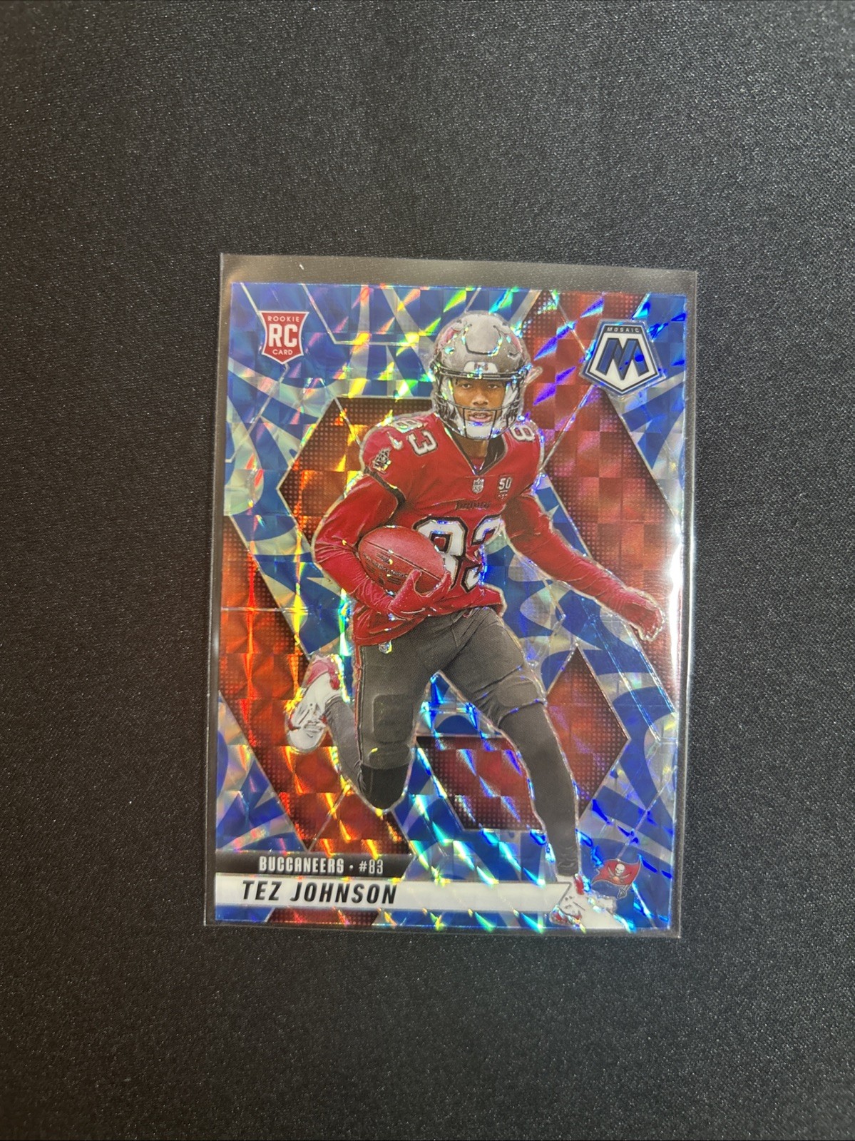 2025 Panini Mosaic - Rookies Tez Johnson #316 Reactive Blue Mosaic Prizm (RC)