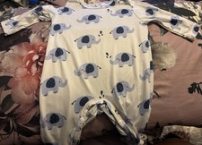 Elephant Print Romper - Baby Boy - 1-3 Months