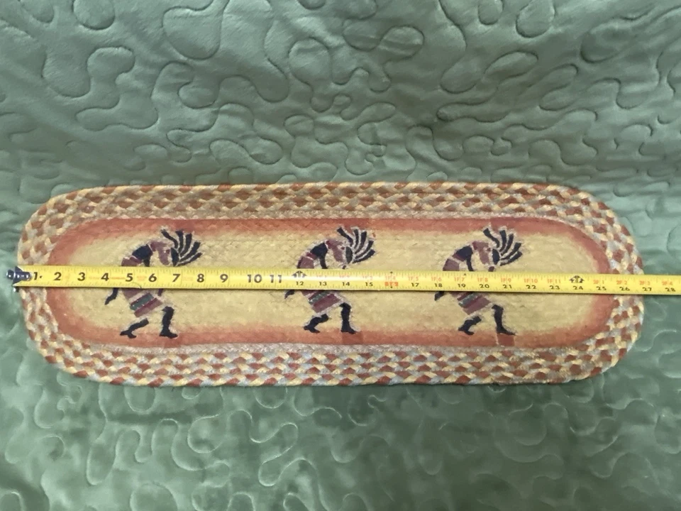 27 x 9 pulgadas Alfombra de peldaño de escalera estampada Kokopelli, excelente estado, almohadilla caliente, yute Foto 3 de 4