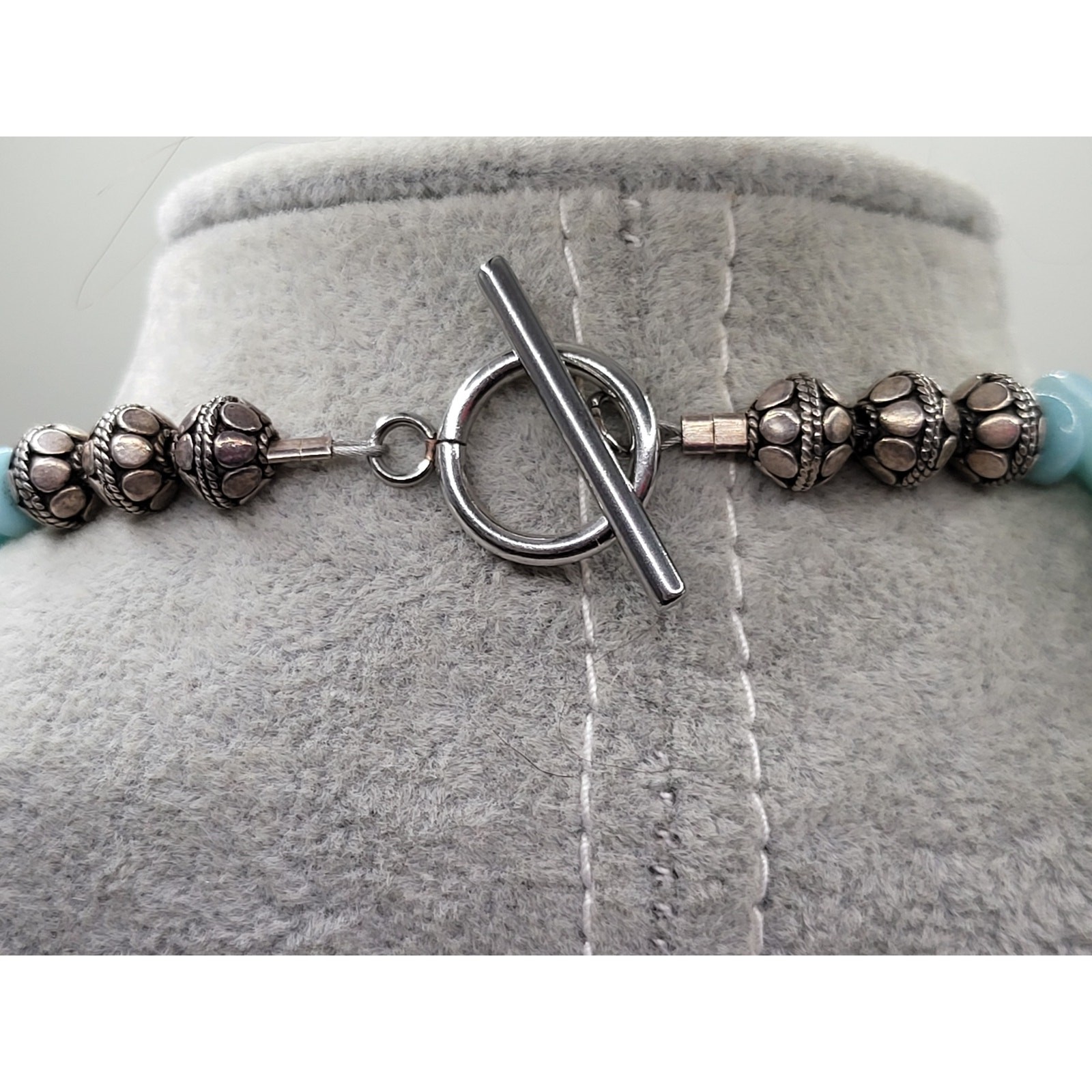 Amazonite Statement Necklace Silver Tone Beads To… - image 10