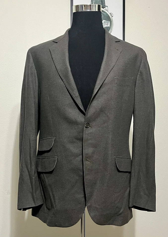 Blazer Abrigo Deportivo BRUNELLO CUCINELLI - 42L - Marrón Pata de Gallo Lana/Seda/Cachemira Foto 3 de 4