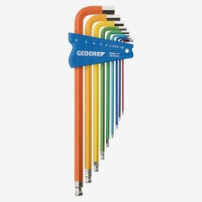 Gedore H 42 CKEL-09 Color-Coded Metric Hex L-Key Set, Long, 9 Pieces