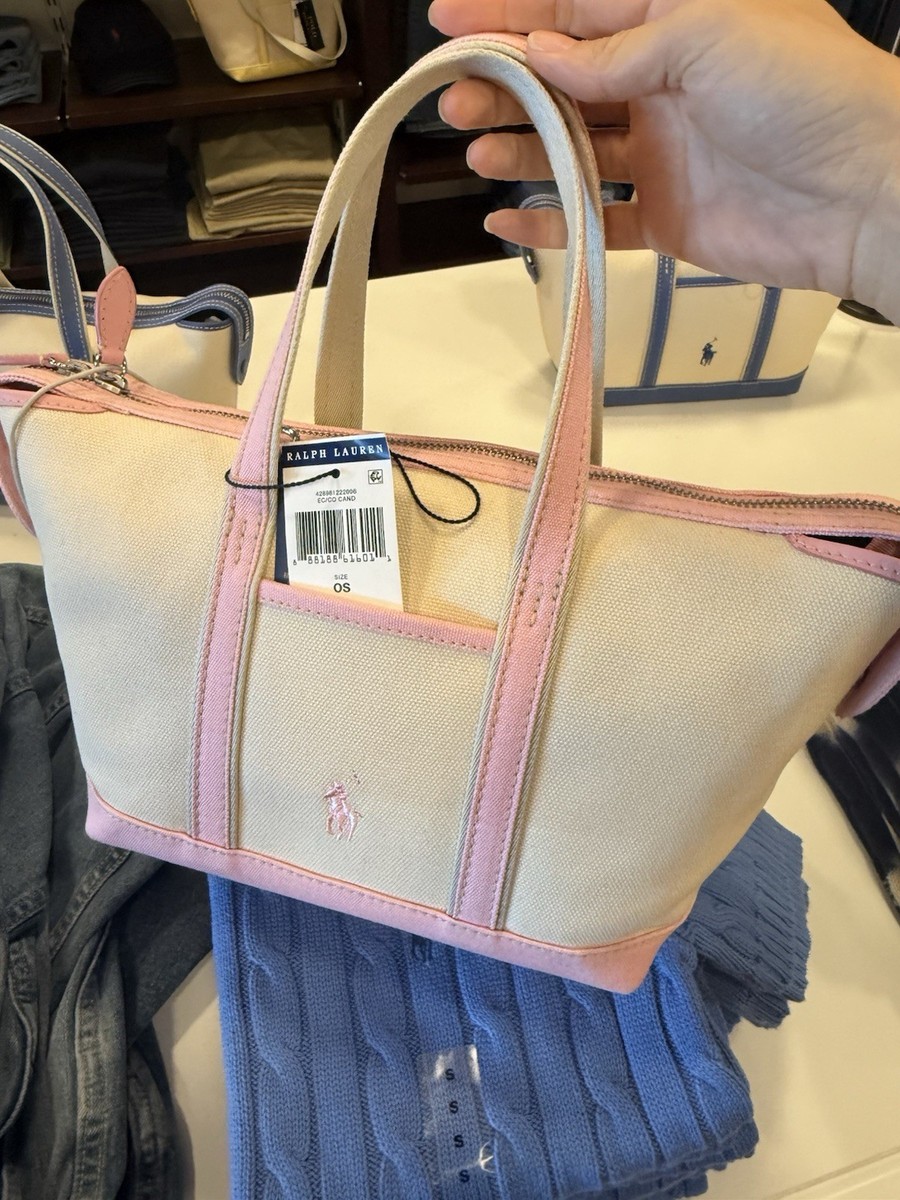 NWT Polo Ralph Lauren Canvas Zip Tote Travel Bag Crossbody Ecru
