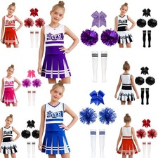 Kids Girls Suit Team Set Bowknot Outfit Festivals Round Neck High School Top