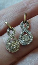 9ct Yellow Gold Natural Diamond Infinity Drop Earrings – 0.25ct Hallmarked 375.