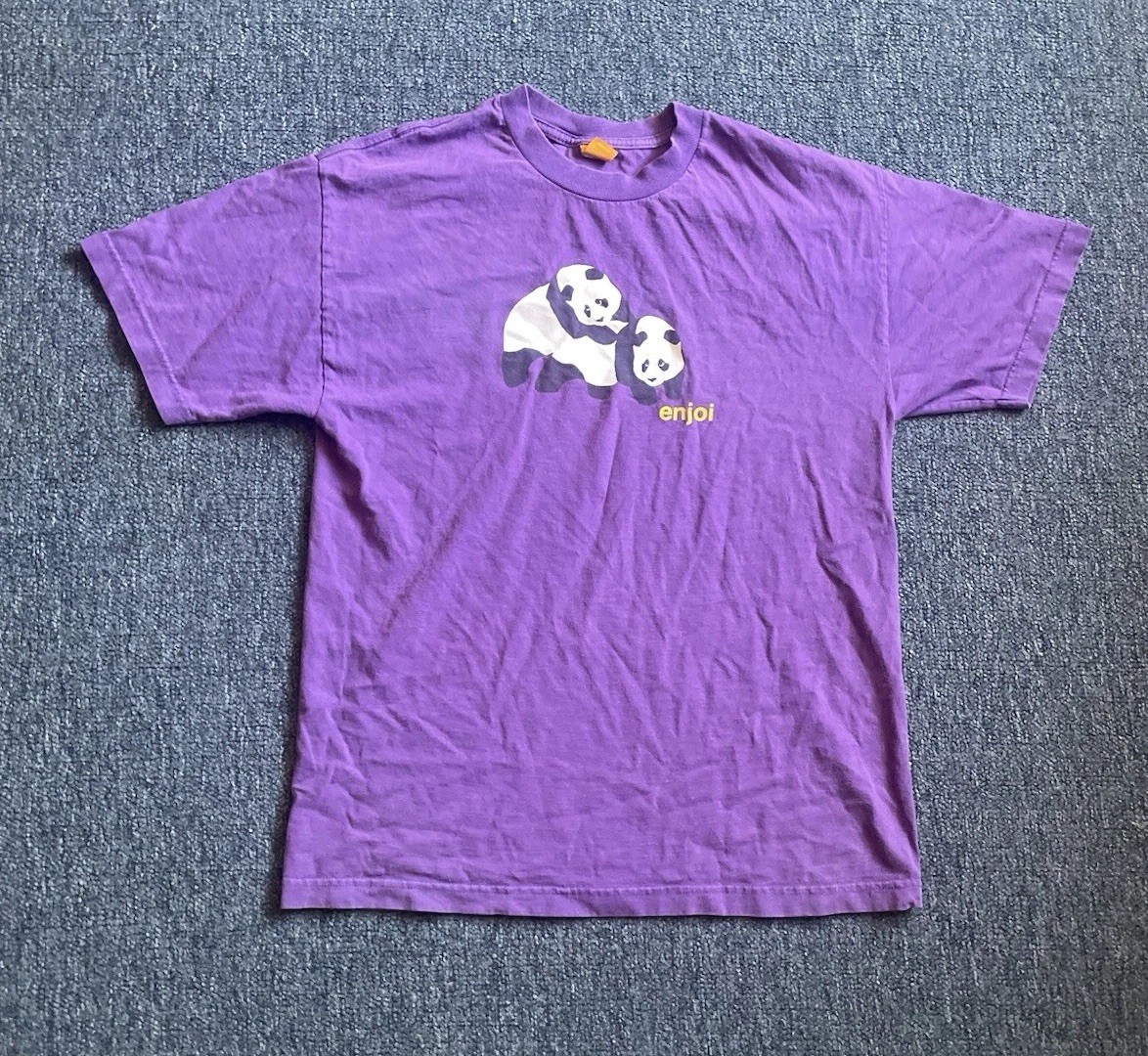 Vintage Y2K Enjoi Skateboards Panda Graphic T Shirt Purple Size Large