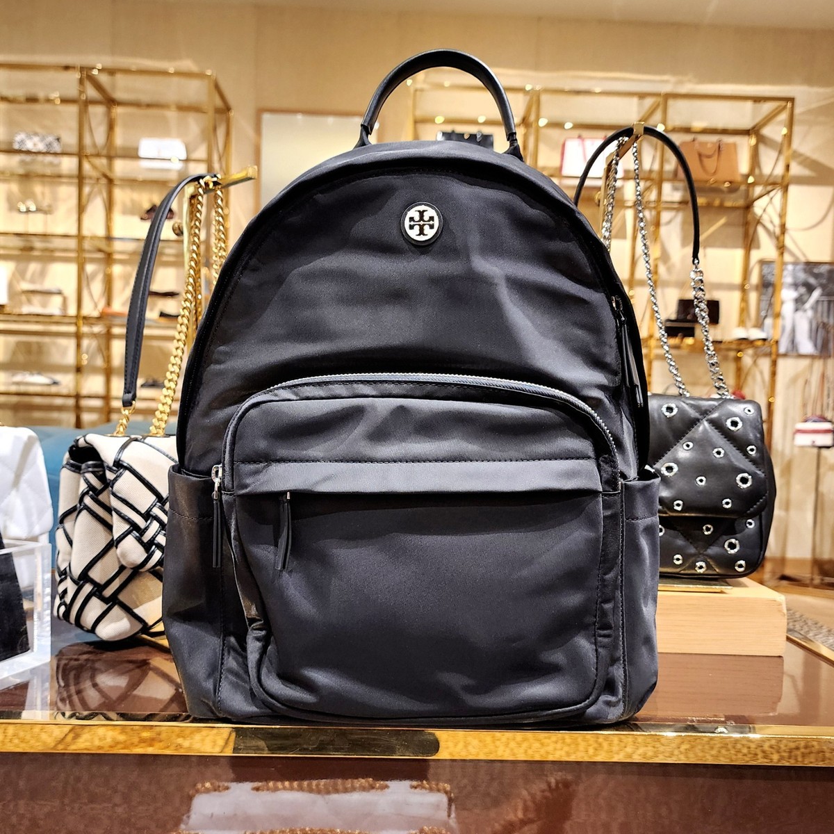 Latest New Authentic Tory Burch Ella Black Nylon Backpack 173559