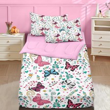 Twin Zipper Bedding, Butterfly Zipper Bedding Sets for Girls, 3pcs All in on ...