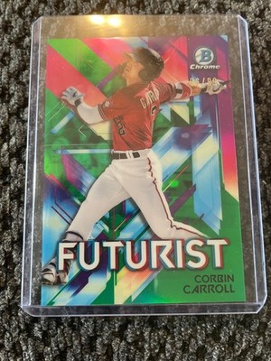 2021 Bowman #FUT-CC Corbin Carroll Chrome  Futurist Green Refractor  66/99