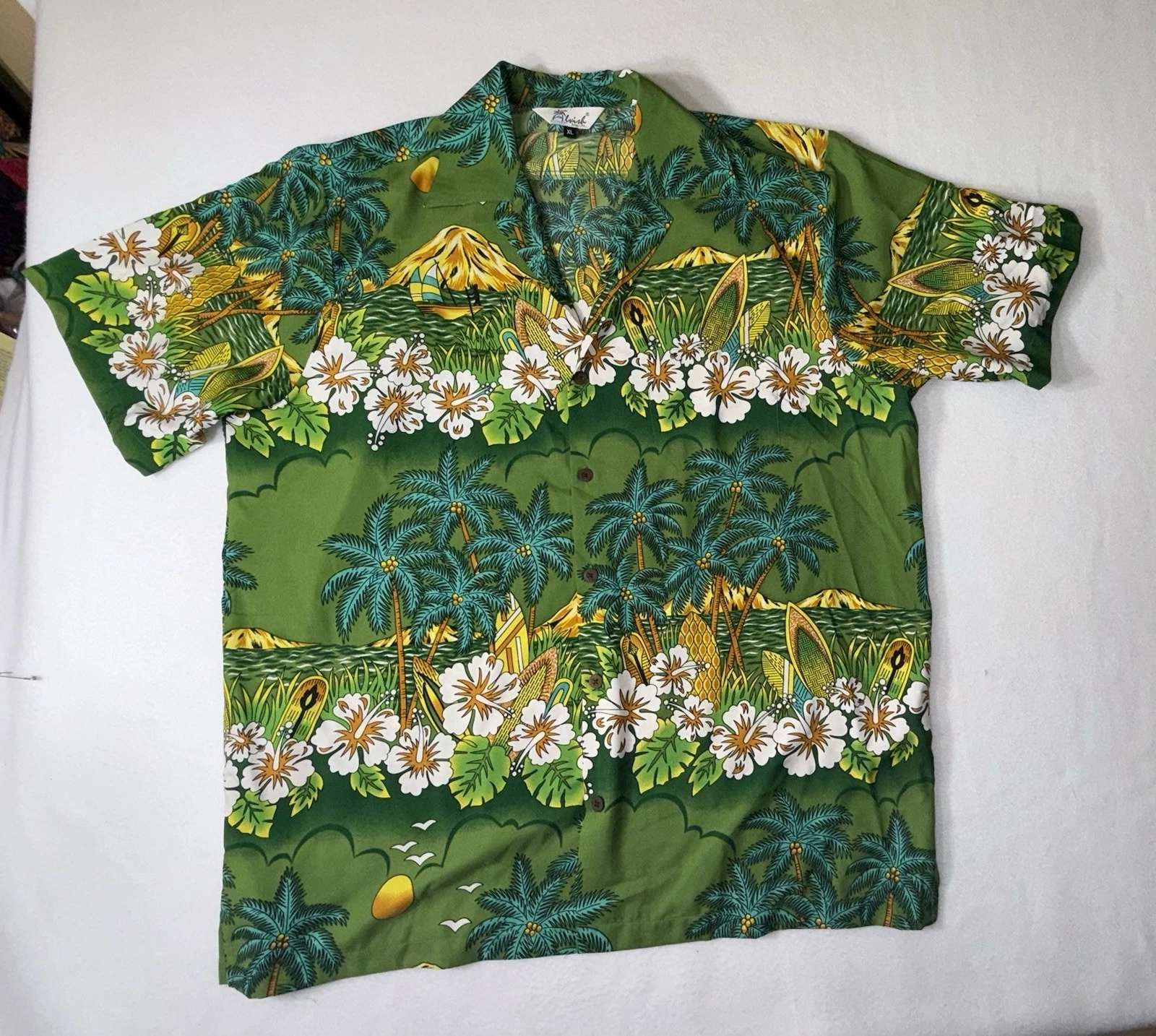 Alvish Mens Floral Scenic Beach Aloha Party Hawaiian Shirt Size XL