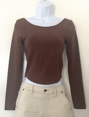 Sunday Best Women's Casual Brown Long Sleeve Boat Neck Tank Top Size XS